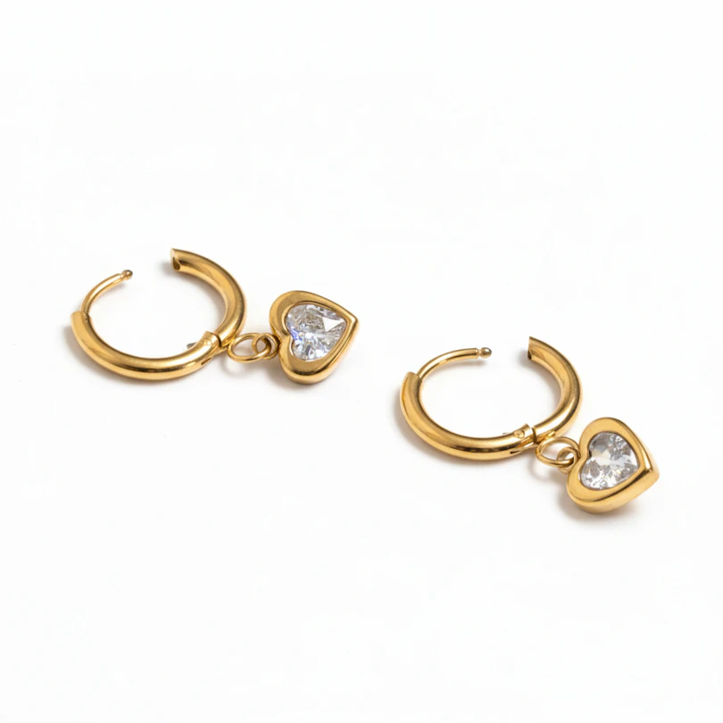 Pair of hoops with heart dangle