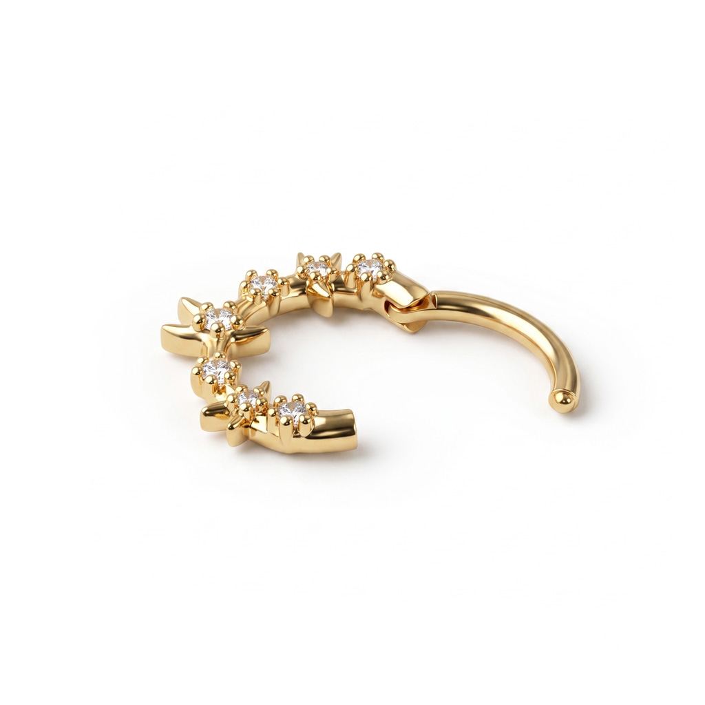 Forward facing ring with starfish in titanium