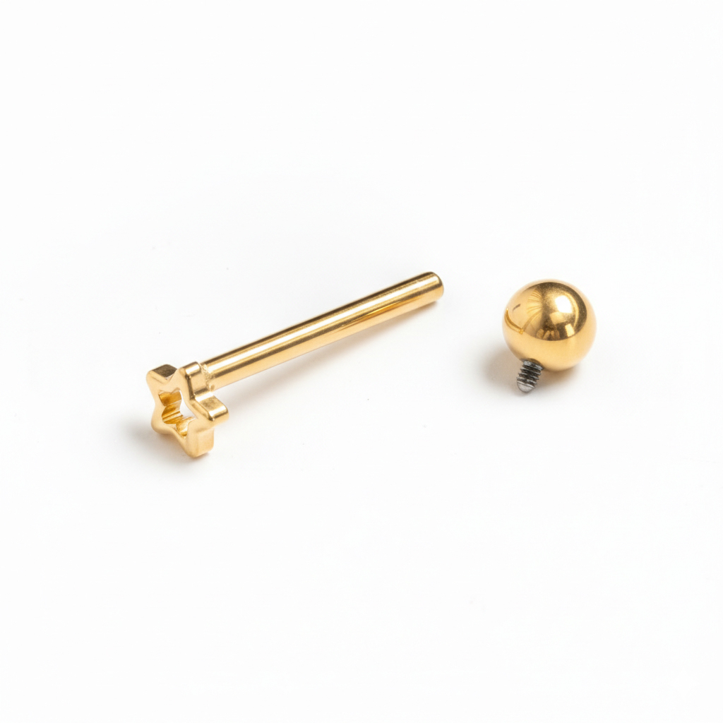 Titanium tongue barbell with star