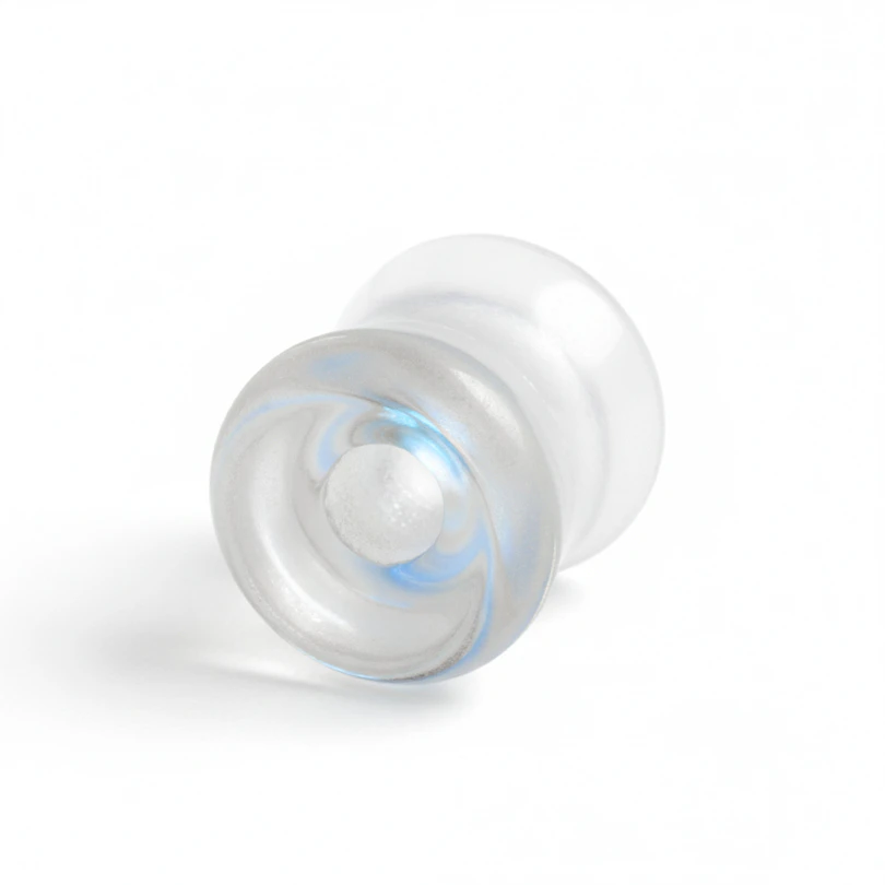 Glass double flare tunnel with aurora borealis effect