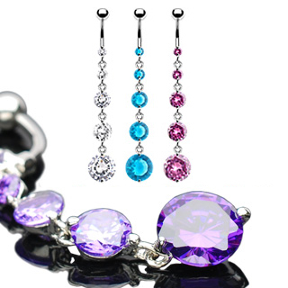 Belly button ring with long dangle
