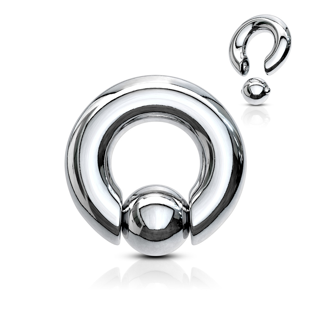 Captive bead ring in large size with pop-out ball