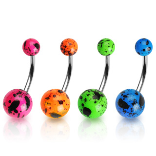 Belly button ring with black stains