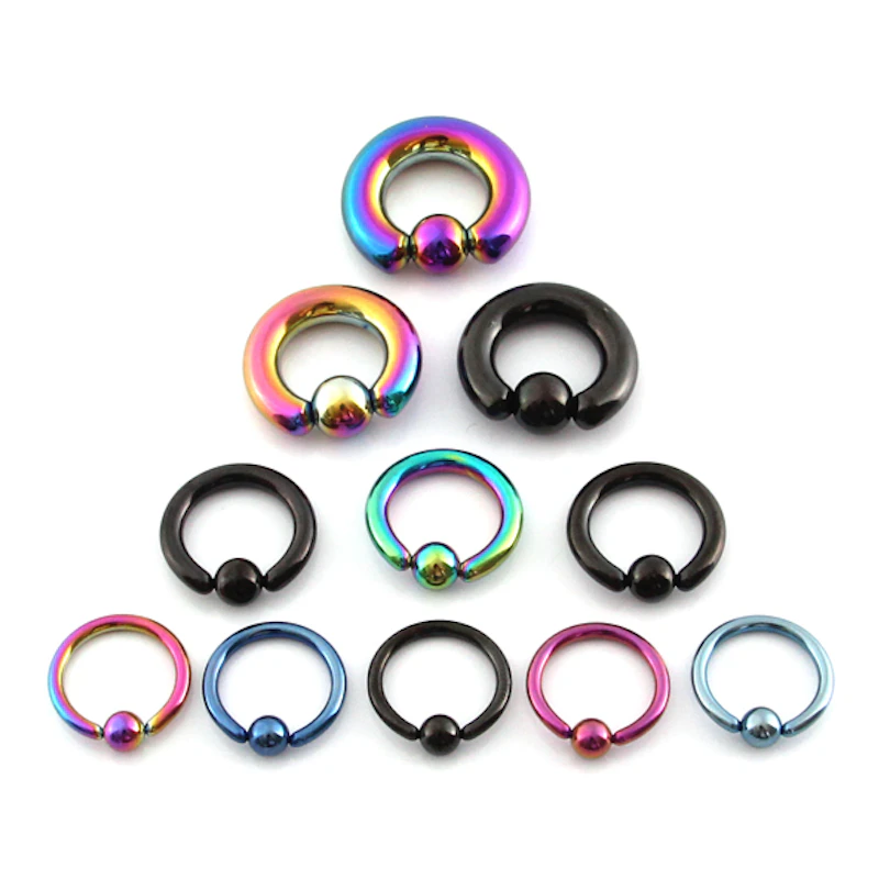 Captive bead ring in large size with titanium anodization