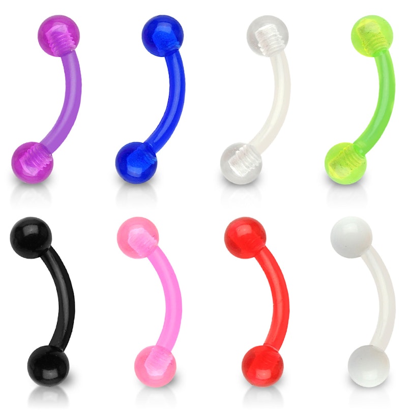 Curved barbell made of ptfe in a variety of colors