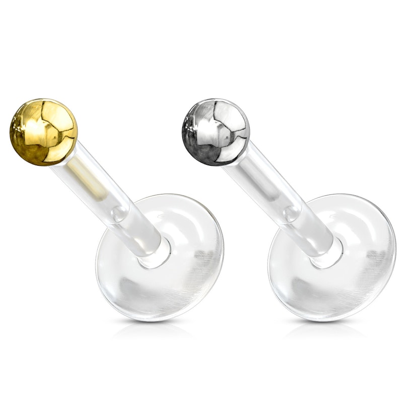 Labret with bioplastic post and 14k gold top ball
