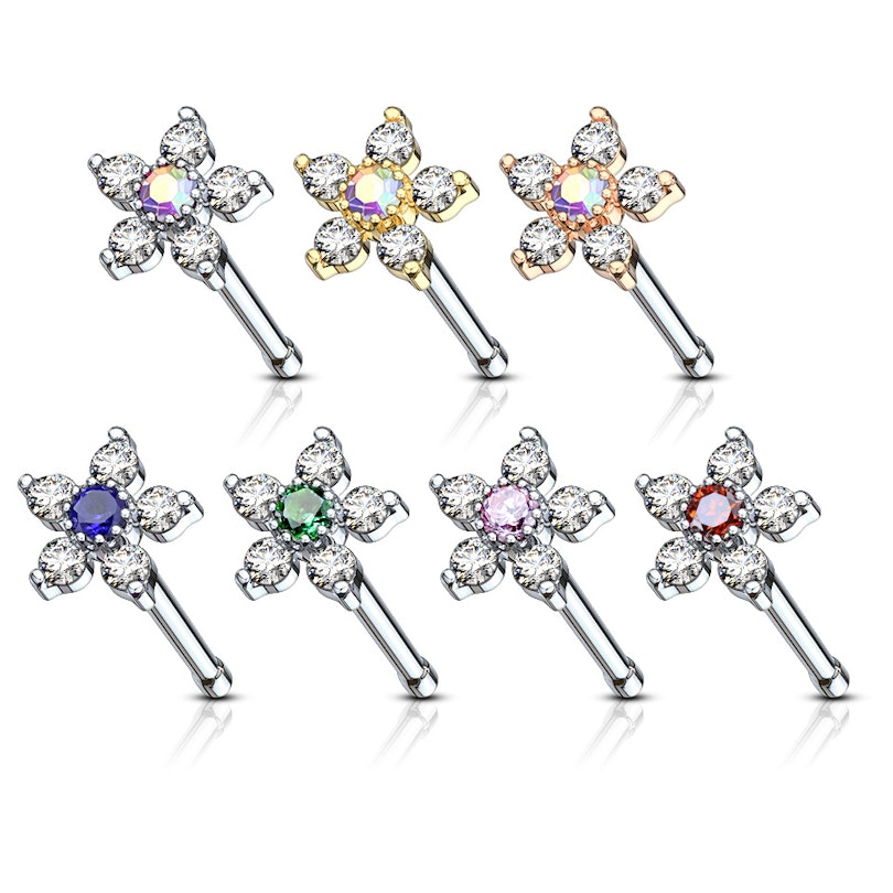 Nose stud with flower charm