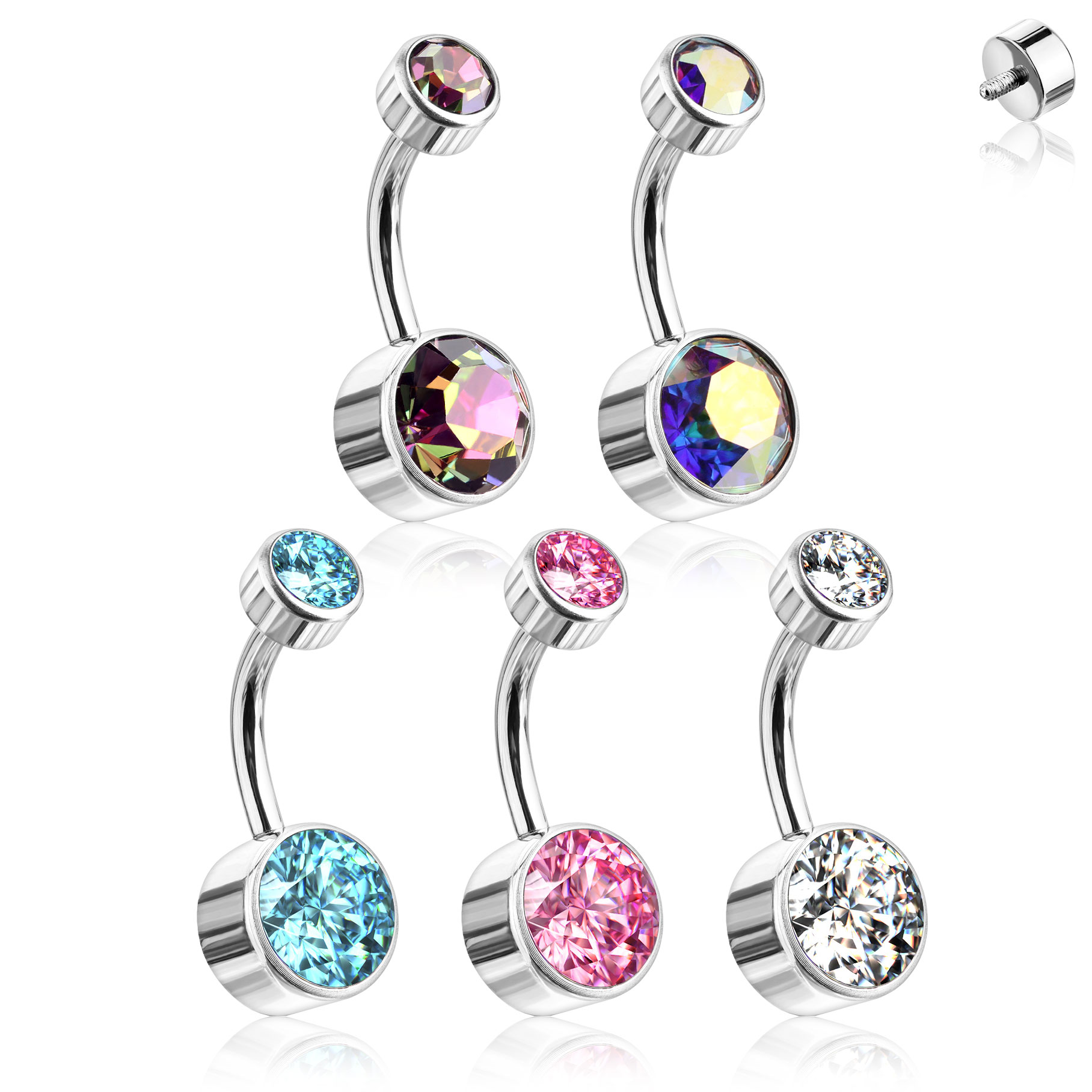 Flat top belly store button rings