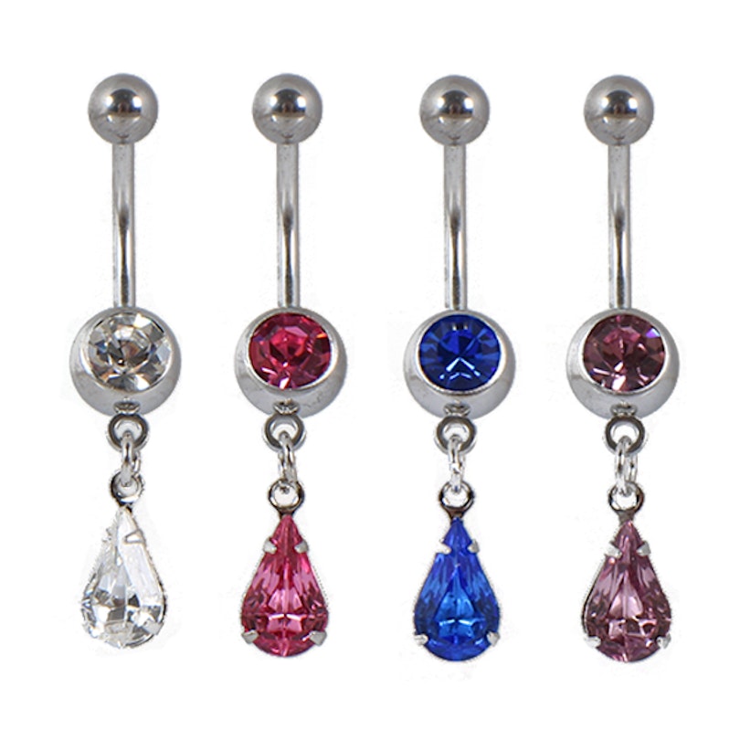 Belly button ring with drop-shaped dangle