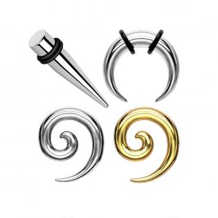 Gold Steel Tunnels- Price for one piece - Screw Fit Rounded Tunnel  Earrings- Ear Stretchers- Plugs and Tunnels (1.2mm to 30mm Sizes)